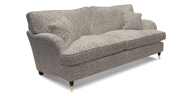 Alwinton 3 seater sofa in Ettas Stripe Moss with bolster cushion in Almost Plain Velvet Harvest