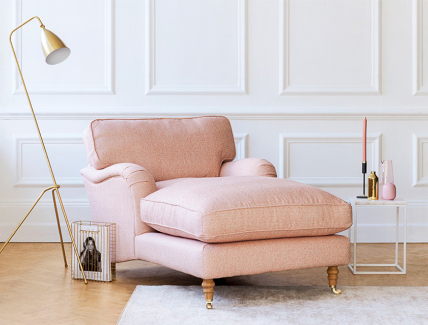 Alwinton chaise chair in Blendworth Tennyson Conch