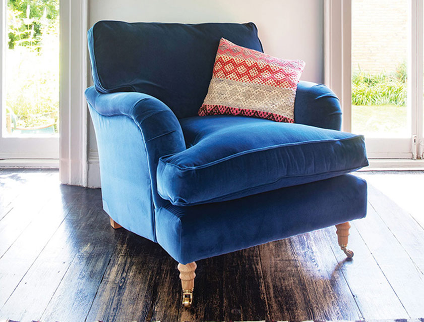 Alwinton chair in Linwood Tango Velvet Sapphire