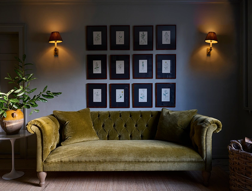 Arncliffe 3 Seater Sofa in Traditional Vintage Velvet Olive