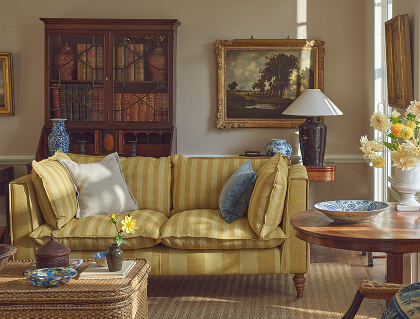 Aysgarth 3 Seater Sofa in Furrow Stripe Broad and Furrow Stripe Narrow Sunflower