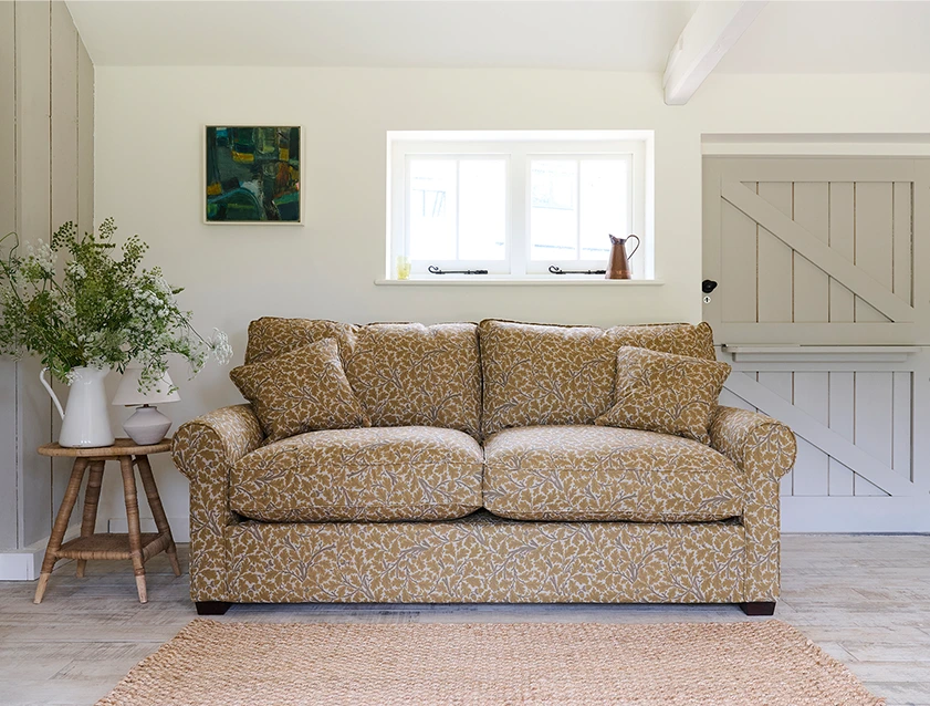 Bignor 3 Seater Sofa Bed in V&A Drawn from Nature Oak Tree Gold
