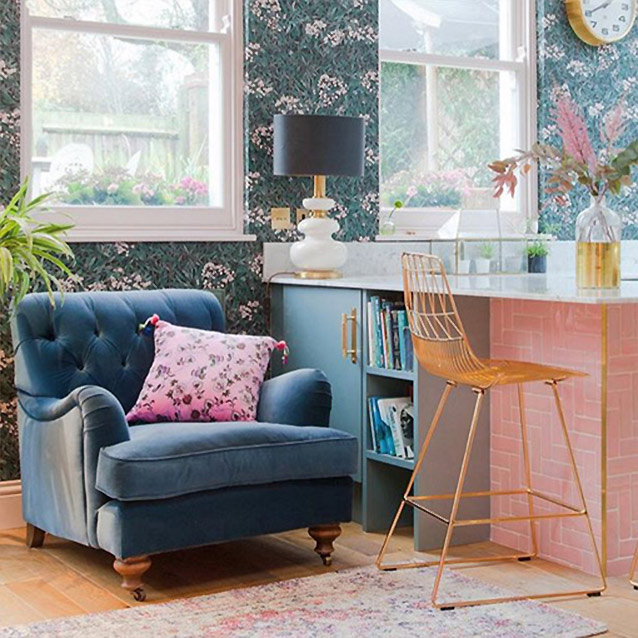 Chiddingfold Chair in Portland Brilliant Velvet Airforce Blue