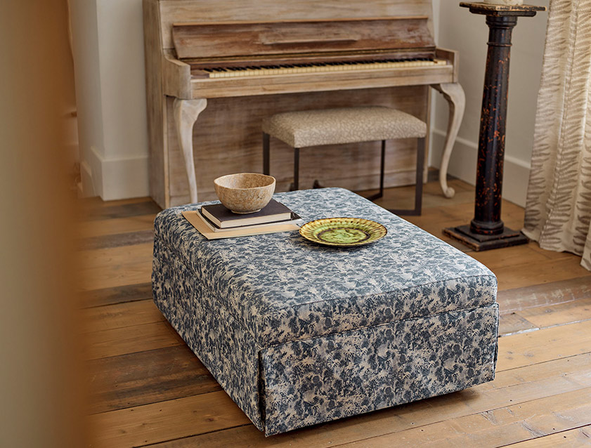 Fontwell footstool A in Sussex Stripe Cinnamon