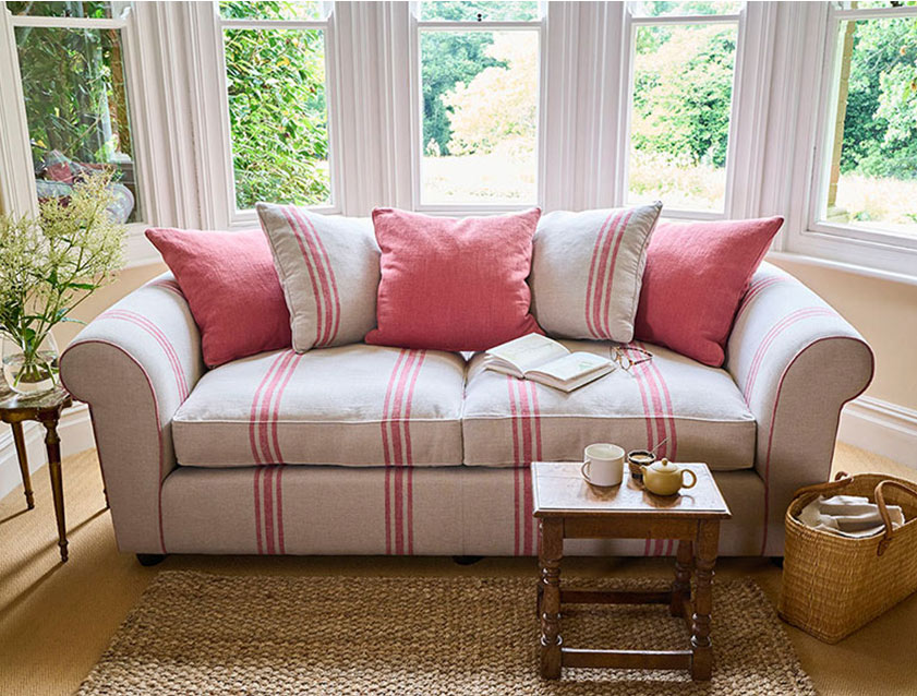 Lewes 3 Seater Sofa in Walloon Stripe Red