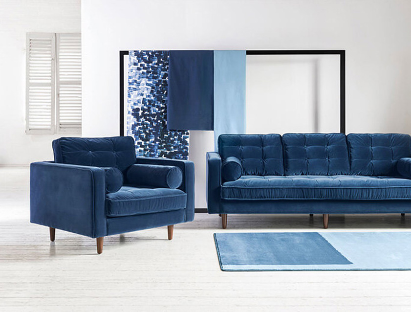 Marylebone Chair in Clever Tough And Eco Velvet Indigo
