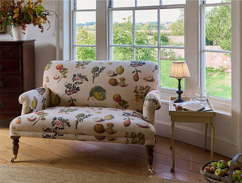 Midhurst Sofa in V&A Collection Botanical Collage All Over