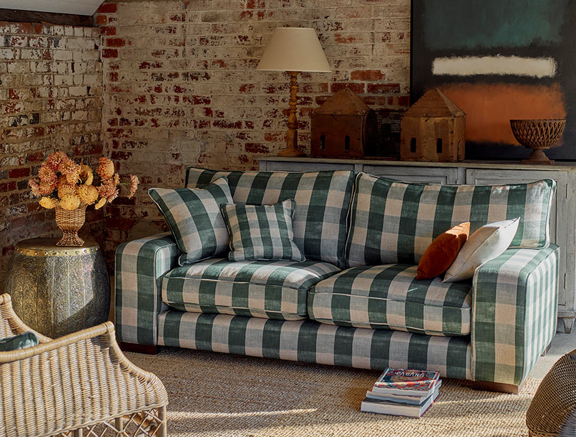 Richmond 3 Seater Sofa in Large Sussex Gingham Large Forest