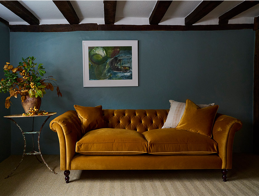 Sudbury 3 Seater Sofa in Linwood Omega Velvet Cognac