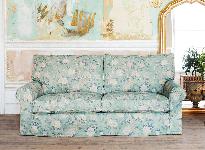 Upperton 3 Seater Loose Cover Sofa in Floral Linen Even So Verde - Fitted cover option available