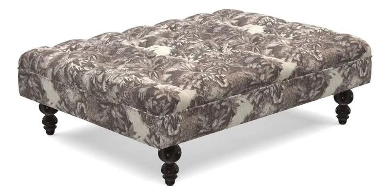 Bedham Footstool in RHS Gertrude Jekyll Lattice Green Alwinton 3 Seater Sofa in RHS Collection on Velvet William Hooker
