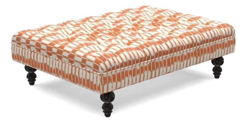 Bedham Footstool in RHS Gertrude Jekyll Lattice Green Alwinton 3 Seater Sofa in RHS Collection on Velvet William Hooker