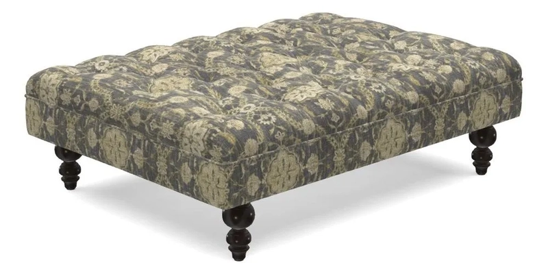Bedham Footstool in RHS Gertrude Jekyll Lattice Green Alwinton 3 Seater Sofa in RHS Collection on Velvet William Hooker