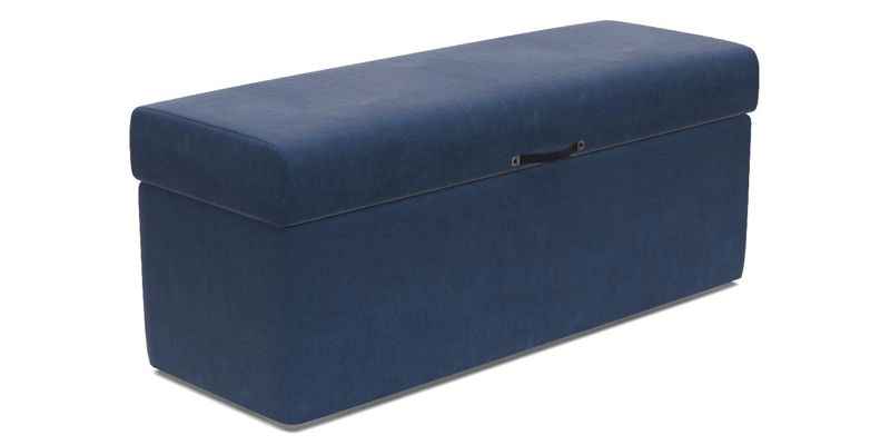 Birdham medium blanket box in Spill Resistant Gertrude Jekyll Ornamental Duck Egg and Alwinton 3 seater sofa in Spill Resistant Sussex Stripe Mocha