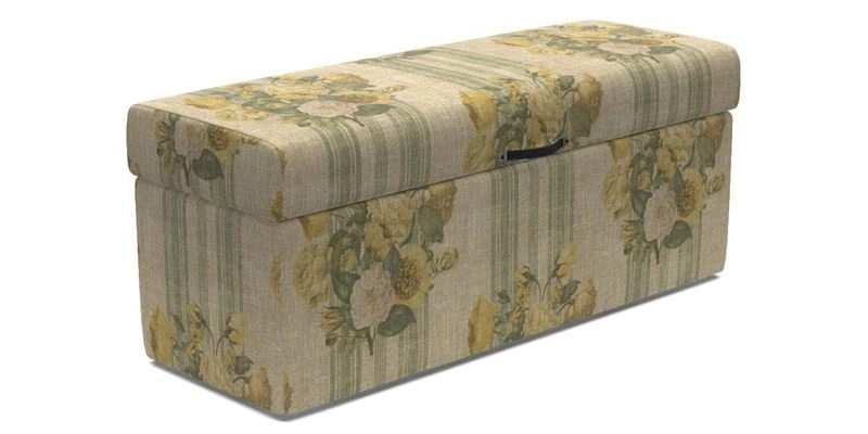 Birdham medium blanket box in Spill Resistant Gertrude Jekyll Ornamental Duck Egg and Alwinton 3 seater sofa in Spill Resistant Sussex Stripe Mocha