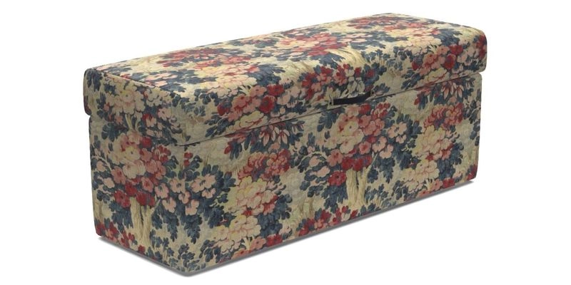 Birdham medium blanket box in Spill Resistant Gertrude Jekyll Ornamental Duck Egg and Alwinton 3 seater sofa in Spill Resistant Sussex Stripe Mocha