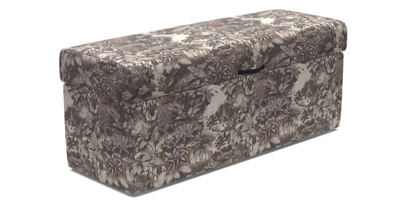 Birdham medium blanket box in Spill Resistant Gertrude Jekyll Ornamental Duck Egg and Alwinton 3 seater sofa in Spill Resistant Sussex Stripe Mocha