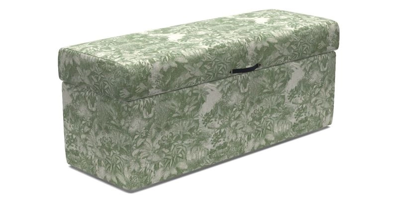 Birdham medium blanket box in Spill Resistant Gertrude Jekyll Ornamental Duck Egg and Alwinton 3 seater sofa in Spill Resistant Sussex Stripe Mocha