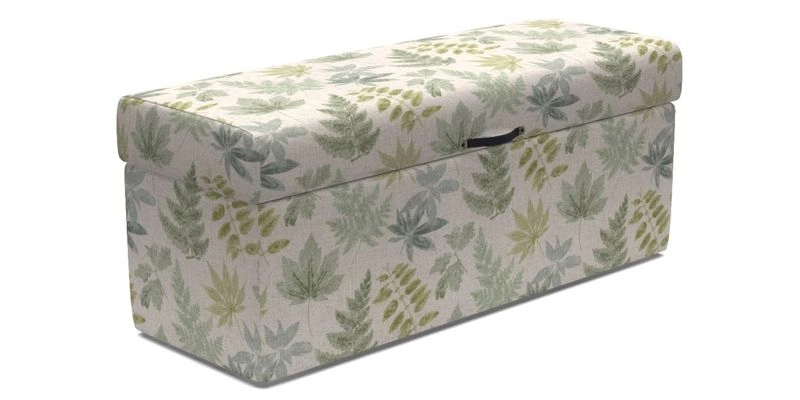 Birdham medium blanket box in Spill Resistant Gertrude Jekyll Ornamental Duck Egg and Alwinton 3 seater sofa in Spill Resistant Sussex Stripe Mocha