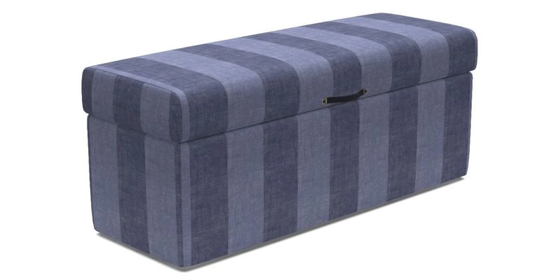 Birdham medium blanket box in Spill Resistant Gertrude Jekyll Ornamental Duck Egg and Alwinton 3 seater sofa in Spill Resistant Sussex Stripe Mocha