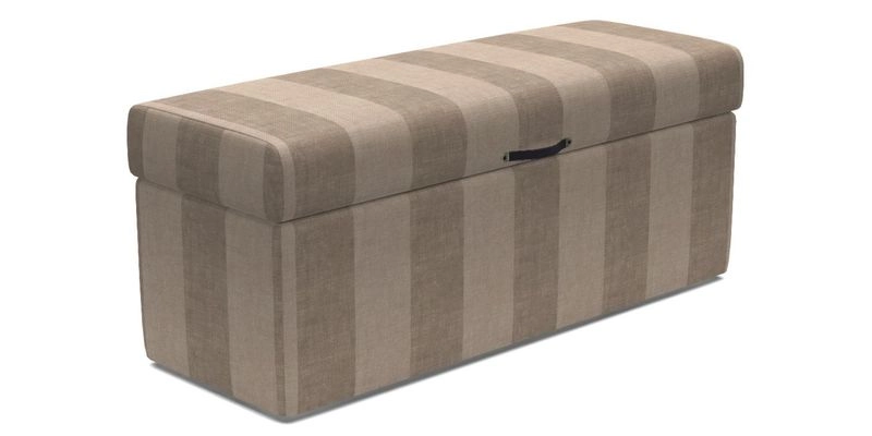 Birdham medium blanket box in Spill Resistant Gertrude Jekyll Ornamental Duck Egg and Alwinton 3 seater sofa in Spill Resistant Sussex Stripe Mocha