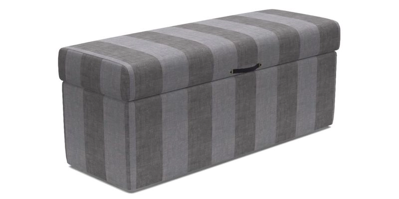 Birdham medium blanket box in Spill Resistant Gertrude Jekyll Ornamental Duck Egg and Alwinton 3 seater sofa in Spill Resistant Sussex Stripe Mocha