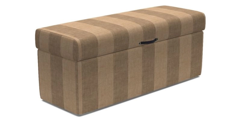 Birdham medium blanket box in Spill Resistant Gertrude Jekyll Ornamental Duck Egg and Alwinton 3 seater sofa in Spill Resistant Sussex Stripe Mocha