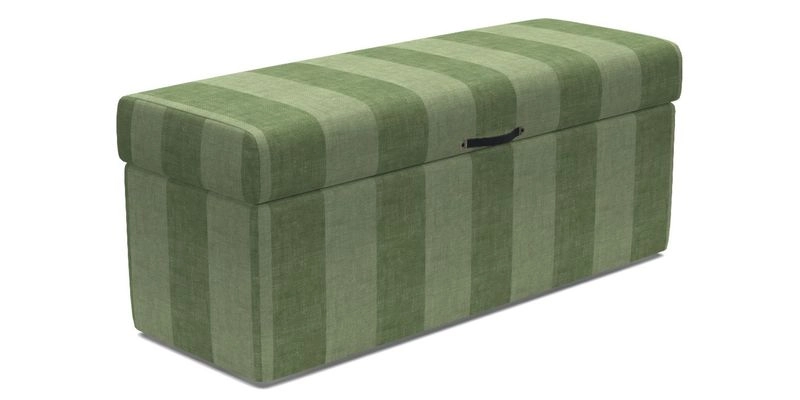 Birdham medium blanket box in Spill Resistant Gertrude Jekyll Ornamental Duck Egg and Alwinton 3 seater sofa in Spill Resistant Sussex Stripe Mocha