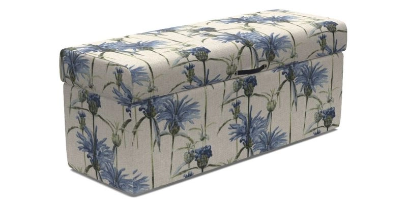 Birdham medium blanket box in Spill Resistant Gertrude Jekyll Ornamental Duck Egg and Alwinton 3 seater sofa in Spill Resistant Sussex Stripe Mocha