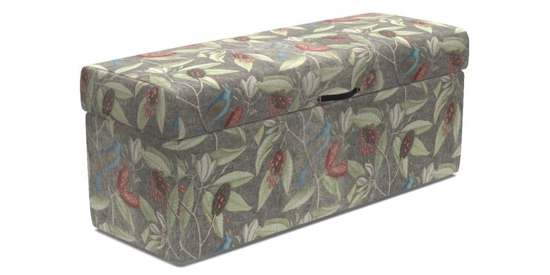 Birdham medium blanket box in Spill Resistant Gertrude Jekyll Ornamental Duck Egg and Alwinton 3 seater sofa in Spill Resistant Sussex Stripe Mocha