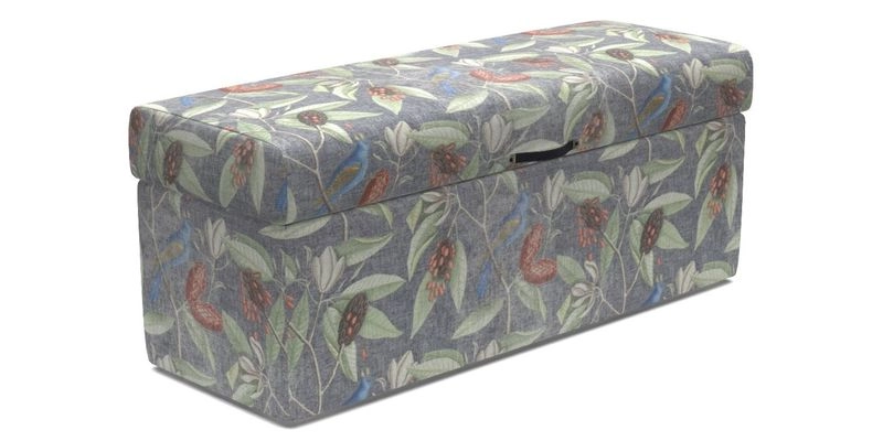 Birdham medium blanket box in Spill Resistant Gertrude Jekyll Ornamental Duck Egg and Alwinton 3 seater sofa in Spill Resistant Sussex Stripe Mocha