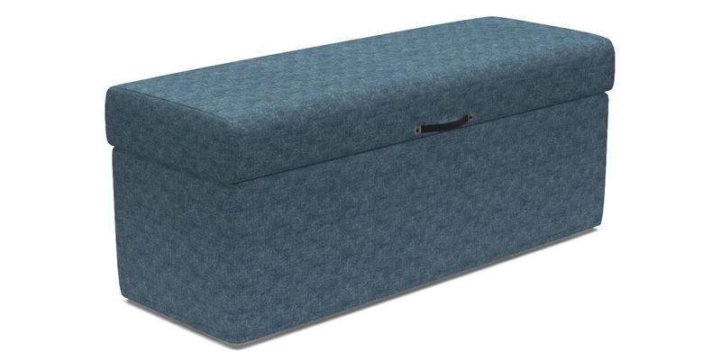 Birdham medium blanket box in Spill Resistant Gertrude Jekyll Ornamental Duck Egg and Alwinton 3 seater sofa in Spill Resistant Sussex Stripe Mocha