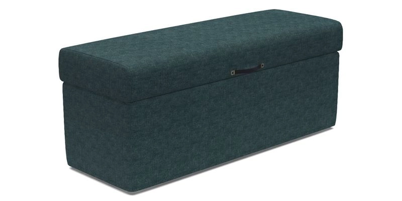 Birdham medium blanket box in Spill Resistant Gertrude Jekyll Ornamental Duck Egg and Alwinton 3 seater sofa in Spill Resistant Sussex Stripe Mocha