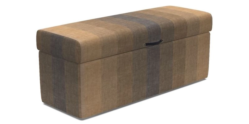 Birdham medium blanket box in Spill Resistant Gertrude Jekyll Ornamental Duck Egg and Alwinton 3 seater sofa in Spill Resistant Sussex Stripe Mocha