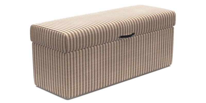 Birdham medium blanket box in Spill Resistant Gertrude Jekyll Ornamental Duck Egg and Alwinton 3 seater sofa in Spill Resistant Sussex Stripe Mocha