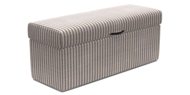 Birdham medium blanket box in Spill Resistant Gertrude Jekyll Ornamental Duck Egg and Alwinton 3 seater sofa in Spill Resistant Sussex Stripe Mocha