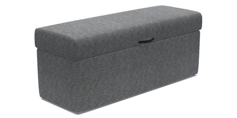 Birdham medium blanket box in Spill Resistant Gertrude Jekyll Ornamental Duck Egg and Alwinton 3 seater sofa in Spill Resistant Sussex Stripe Mocha