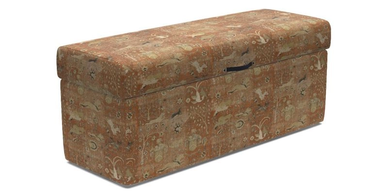 Birdham medium blanket box in Spill Resistant Gertrude Jekyll Ornamental Duck Egg and Alwinton 3 seater sofa in Spill Resistant Sussex Stripe Mocha