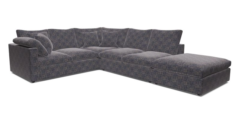 Big Softie Straight Arm Large Corner Group LHF in Romo Linara Coconut with Scatters in William Yoeward Nizhoni Indigo & Malla Indigo