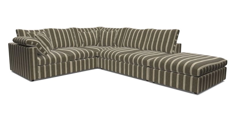 Big Softie Straight Arm Large Corner Group LHF in Romo Linara Coconut with Scatters in William Yoeward Nizhoni Indigo & Malla Indigo