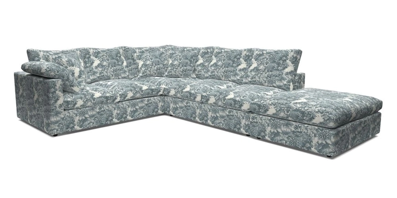 Big Softie Straight Arm Large Corner Group LHF in Romo Linara Coconut with Scatters in William Yoeward Nizhoni Indigo & Malla Indigo