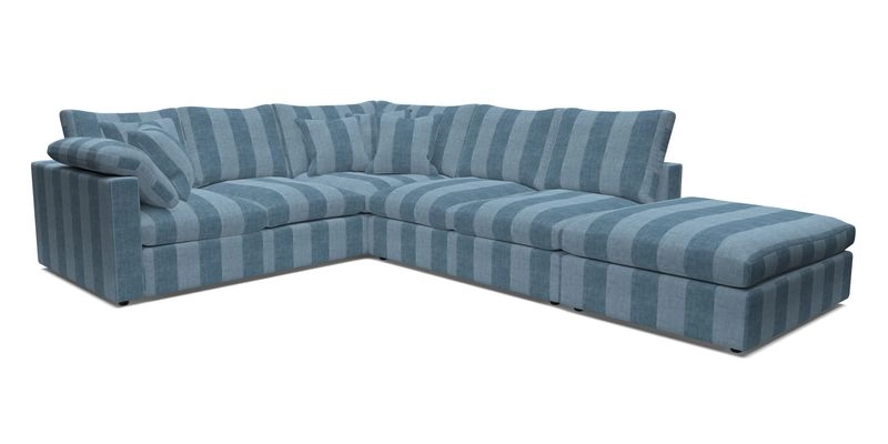Big Softie Straight Arm Large Corner Group LHF in Romo Linara Coconut with Scatters in William Yoeward Nizhoni Indigo & Malla Indigo