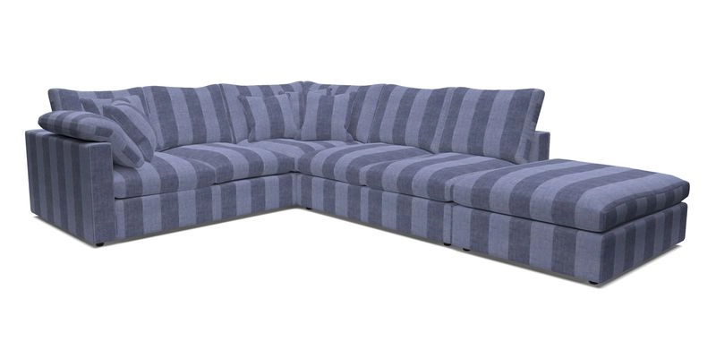 Big Softie Straight Arm Large Corner Group LHF in Romo Linara Coconut with Scatters in William Yoeward Nizhoni Indigo & Malla Indigo