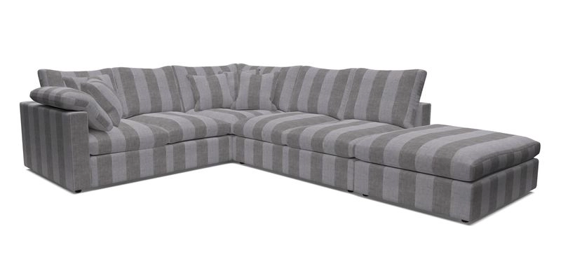 Big Softie Straight Arm Large Corner Group LHF in Romo Linara Coconut with Scatters in William Yoeward Nizhoni Indigo & Malla Indigo