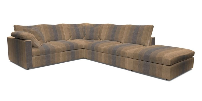 Big Softie Straight Arm Large Corner Group LHF in Romo Linara Coconut with Scatters in William Yoeward Nizhoni Indigo & Malla Indigo