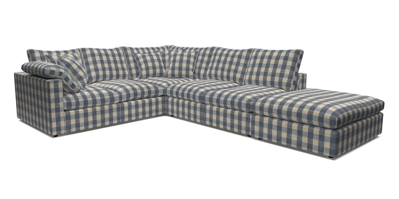 Big Softie Straight Arm Large Corner Group LHF in Romo Linara Coconut with Scatters in William Yoeward Nizhoni Indigo & Malla Indigo