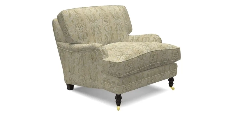 Coates Chair in RHS Gertrude Jekyll Lattice Blue with Seat and Back Cushions in Mohair Velvet Indigo