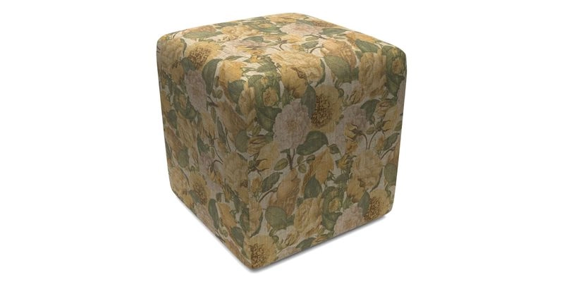 Cube Footstool in Peruvian homespun fabric