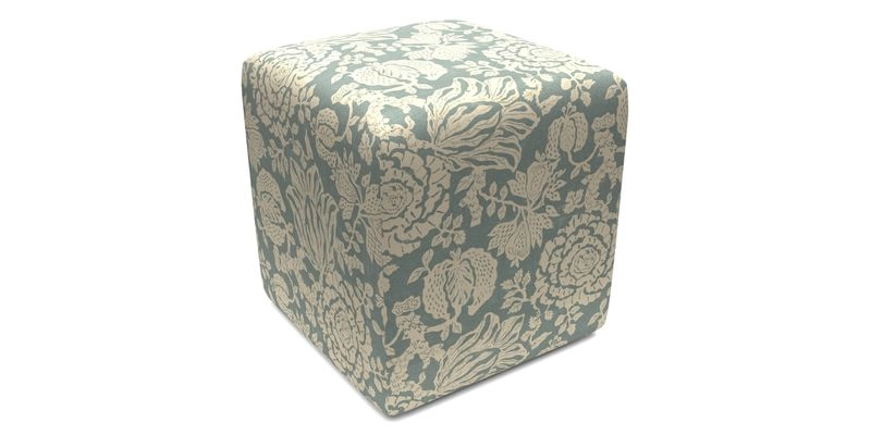 Cube Footstool in Peruvian homespun fabric