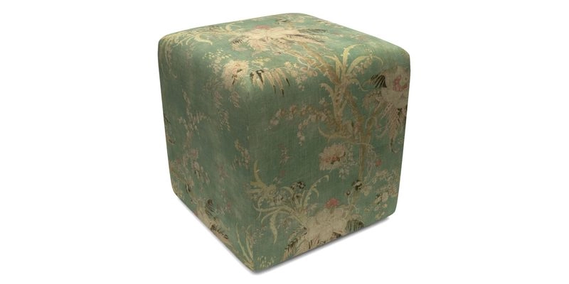 Cube Footstool in Peruvian homespun fabric
